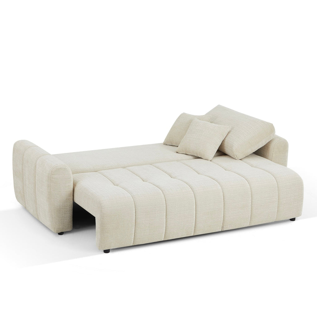 Jonea - Canapé Droit Convertible 3 Places - Tissu Texturé Beige