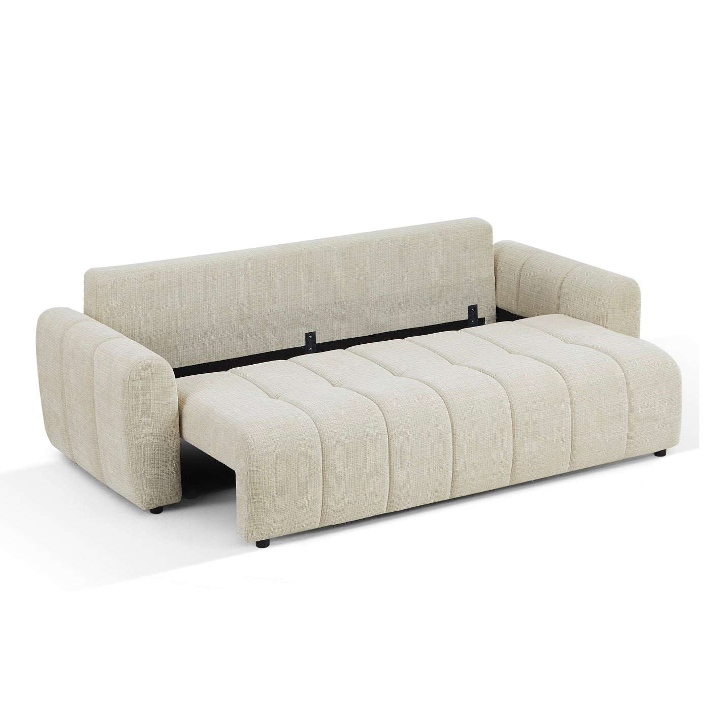 Jonea - Canapé Droit Convertible 3 Places - Tissu Texturé Beige