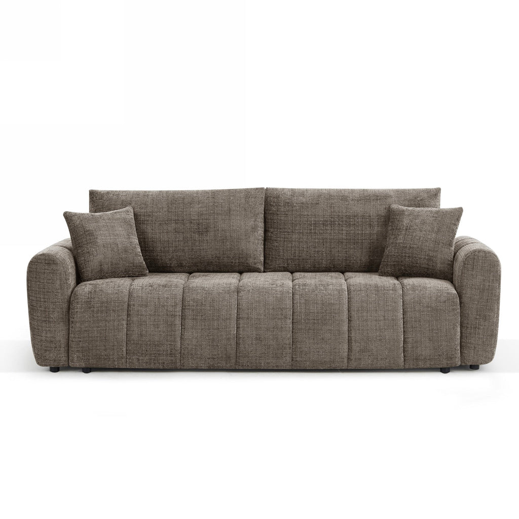 Jonea - Canapé Droit Convertible 3 Places - Tissu Texturé Marron
