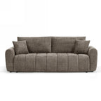 Jonea - Canapé Droit Convertible 3 Places - Tissu Texturé Marron