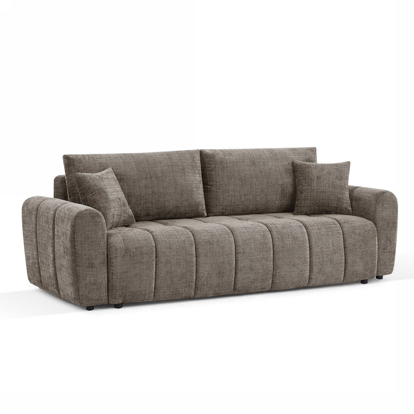 Jonea - Canapé Droit Convertible 3 Places - Tissu Texturé Marron