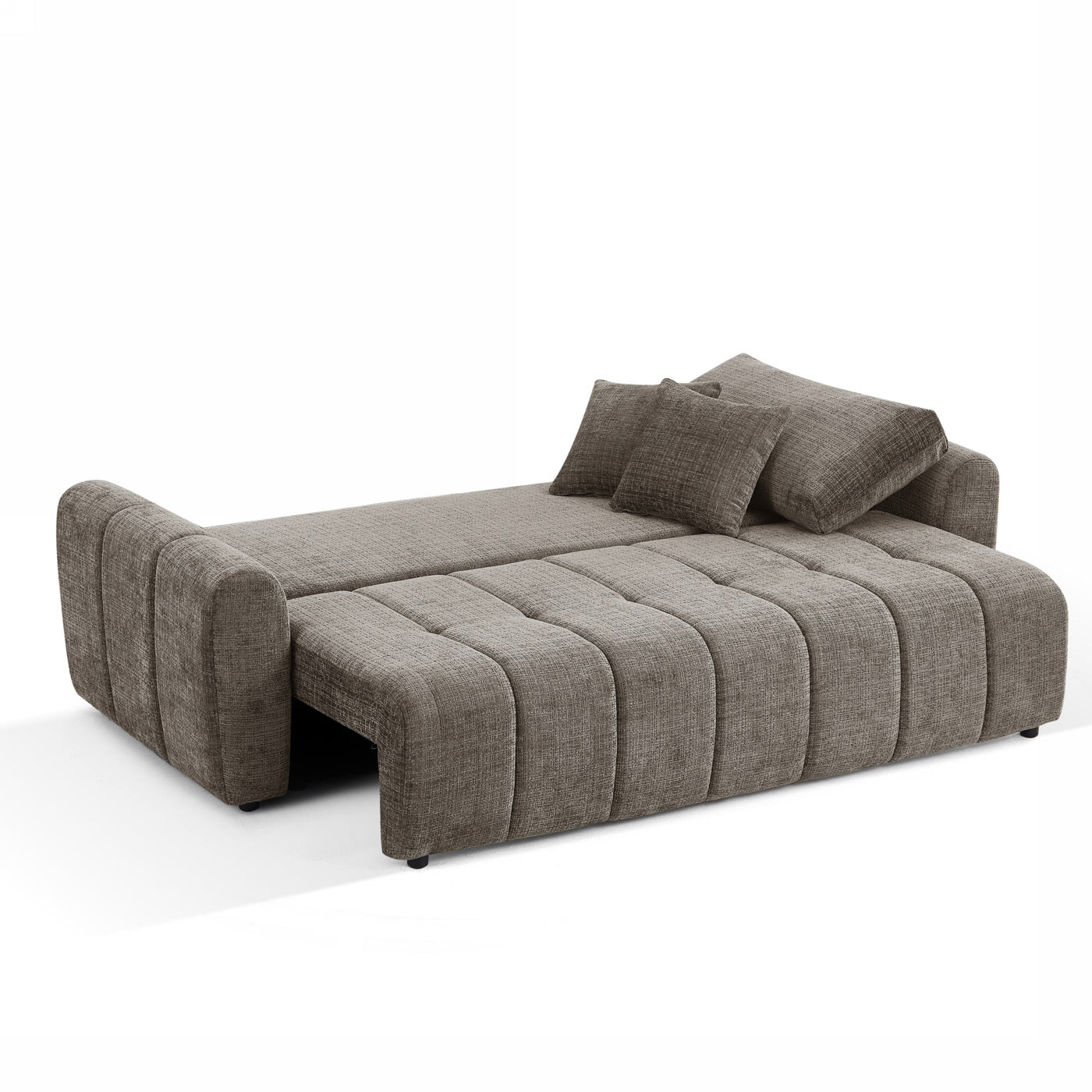 Jonea - Canapé Droit Convertible 3 Places - Tissu Texturé Marron