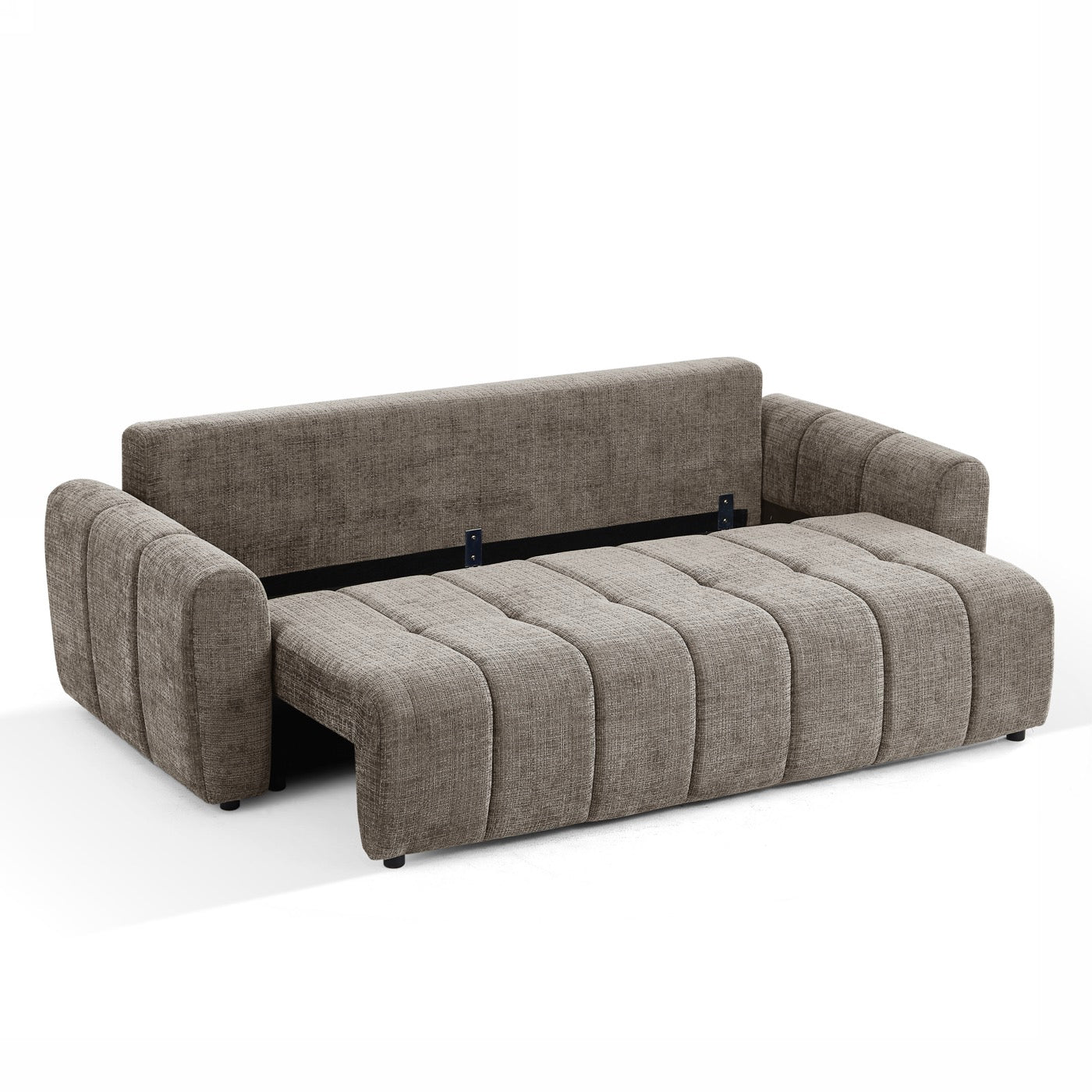 Jonea - Canapé Droit Convertible 3 Places - Tissu Texturé Marron