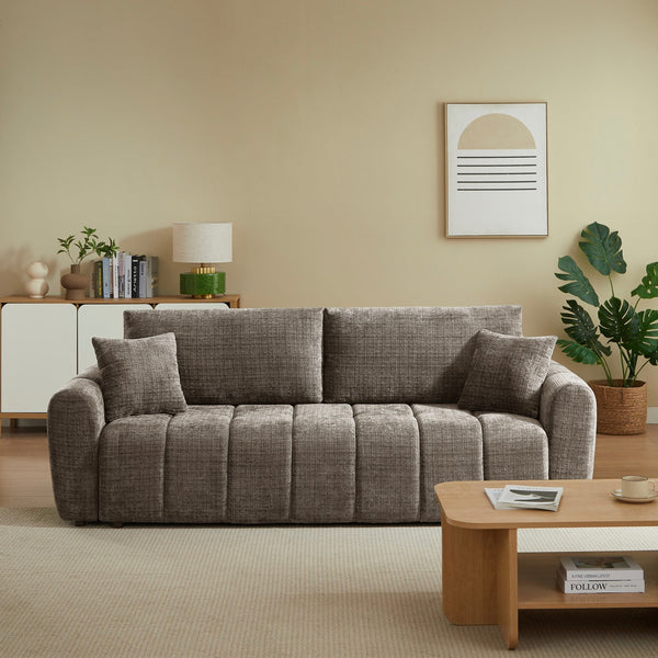 Jonea - Canapé Droit Convertible 3 Places - Tissu Texturé Marron