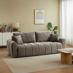 Jonea - Canapé Droit Convertible 3 Places - Tissu Texturé Marron
