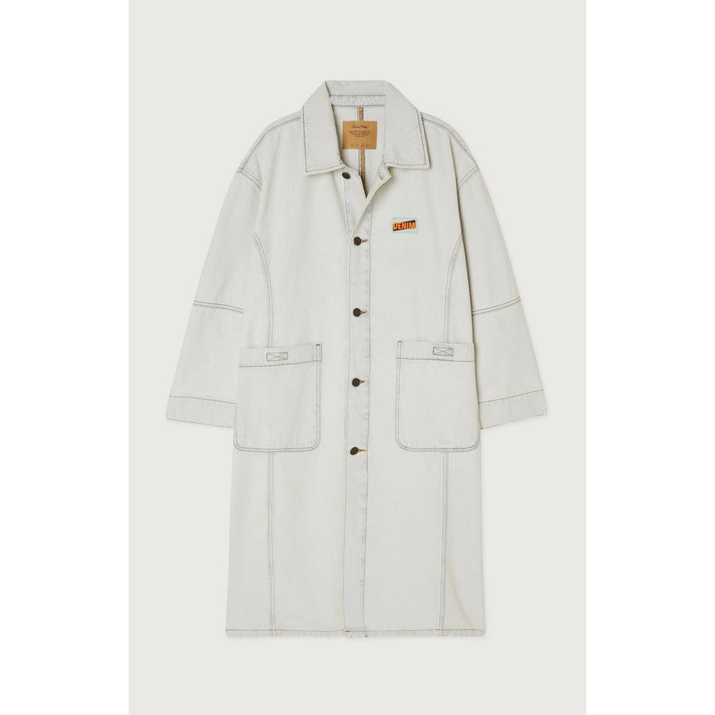 Manteau Long Ample Manches Longues Col Chemise Boutonnée - Super Bleached - Mixte