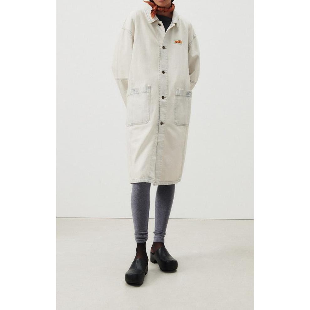 Manteau Long Ample Manches Longues Col Chemise Boutonnée - Super Bleached - Mixte