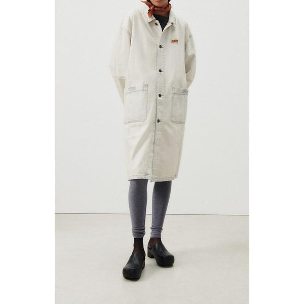 Manteau Long Ample Manches Longues Col Chemise Boutonnée - Super Bleached - Mixte
