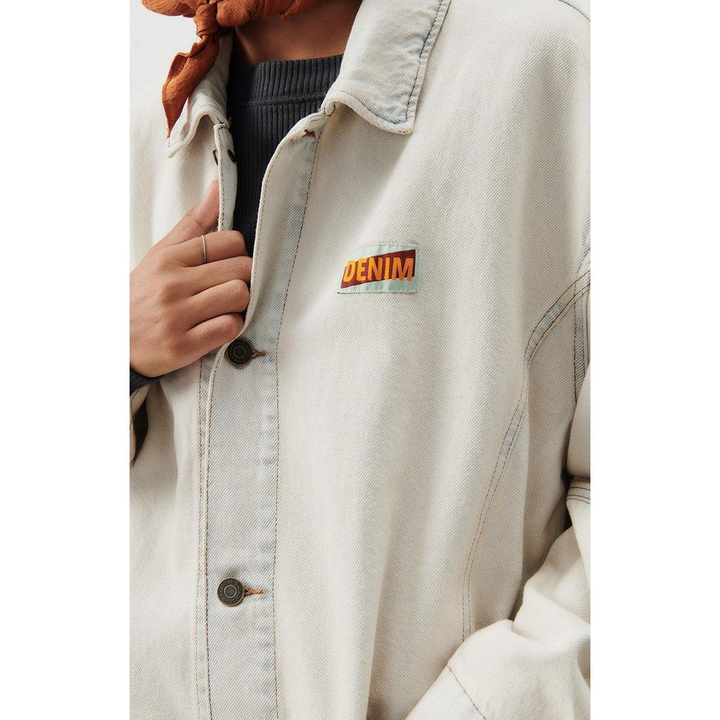 Manteau Long Ample Manches Longues Col Chemise Boutonnée - Super Bleached - Mixte