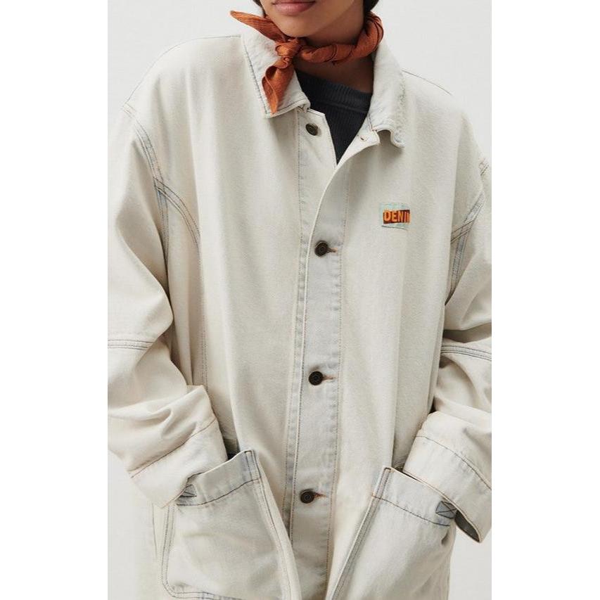 Manteau Long Ample Manches Longues Col Chemise Boutonnée - Super Bleached - Mixte