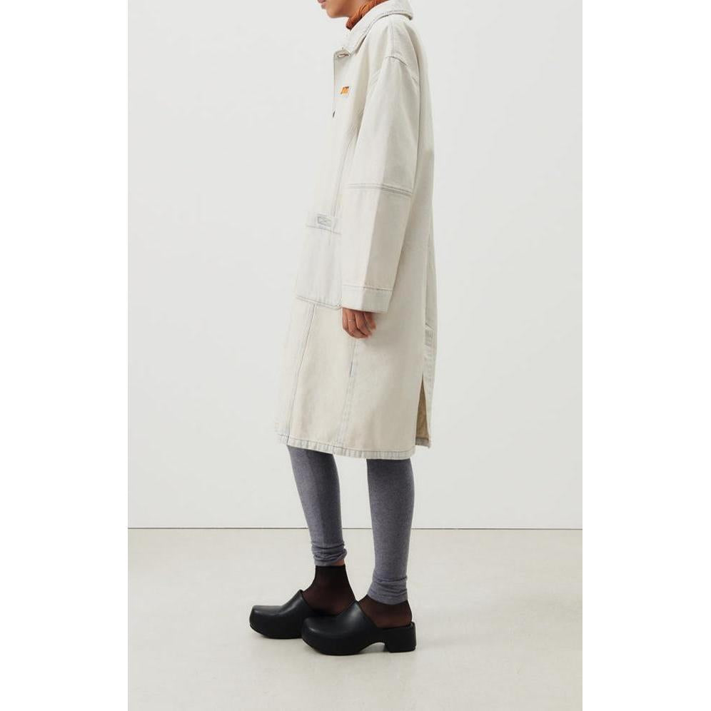Manteau Long Ample Manches Longues Col Chemise Boutonnée - Super Bleached - Mixte