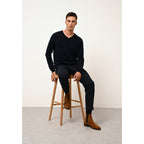 Just Cashmere - Pull Col V  Walt - Navy - 100% Cachemire 2 Fils - Homme