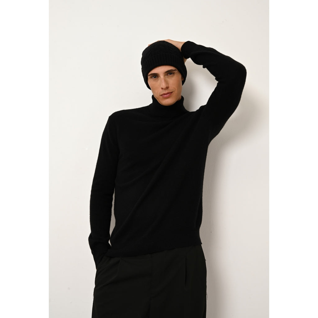 Pull Col Roulé Connor - 100% Cachemire 2 Fils - Noir - Homme