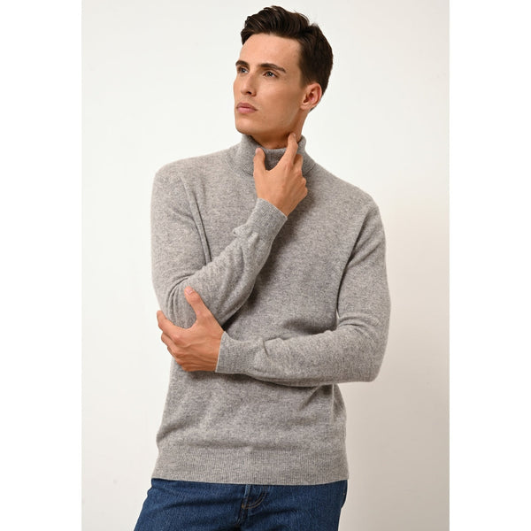 Pull Col Roulé Connor - 100% Cachemire 2 Fils - Nuage Chiné - Homme