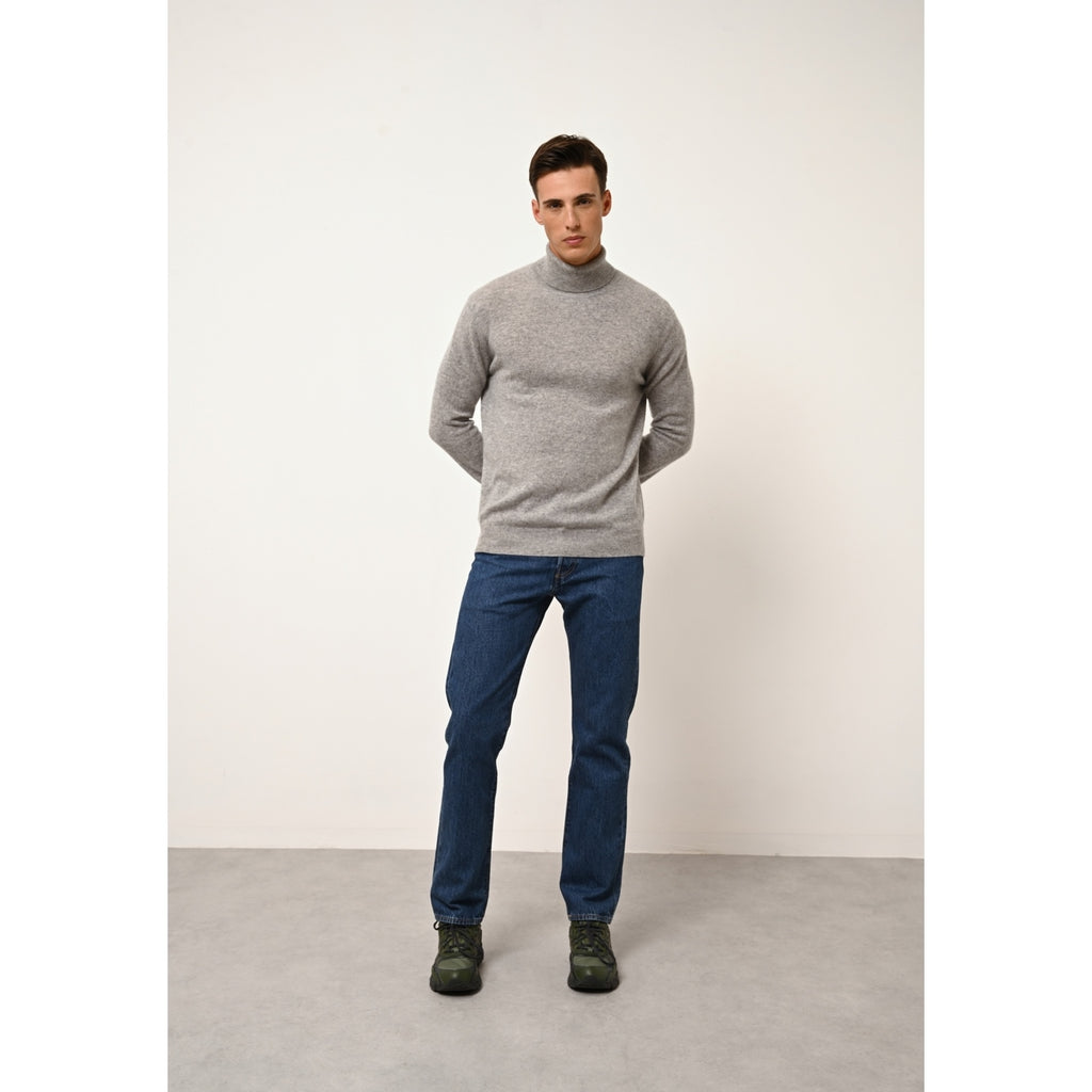 Pull Col Roulé Connor - 100% Cachemire 2 Fils - Nuage Chiné - Homme