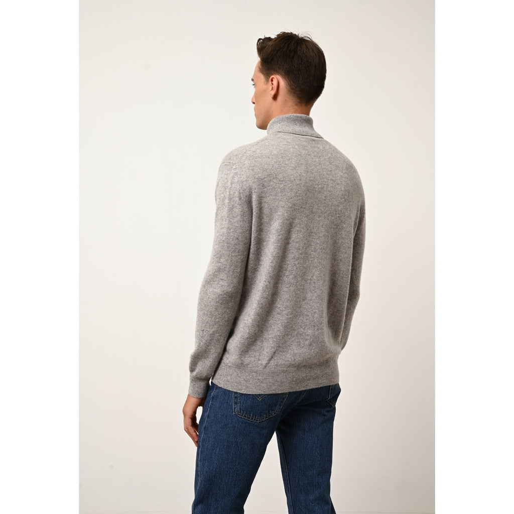 Pull Col Roulé Connor - 100% Cachemire 2 Fils - Nuage Chiné - Homme