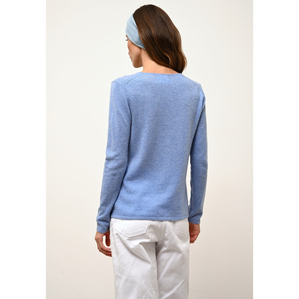 Just Cashmere - Cardigan Col V Norma Sky - 100% Cachemire - 2 Fils - Jersey - Femme
