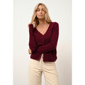 Just Cashmere - Cardigan Col V Norma - Bordeaux - 100% Cachemire 2 Fils - Femme