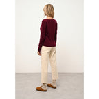Just Cashmere - Cardigan Col V Norma - Bordeaux - 100% Cachemire 2 Fils - Femme