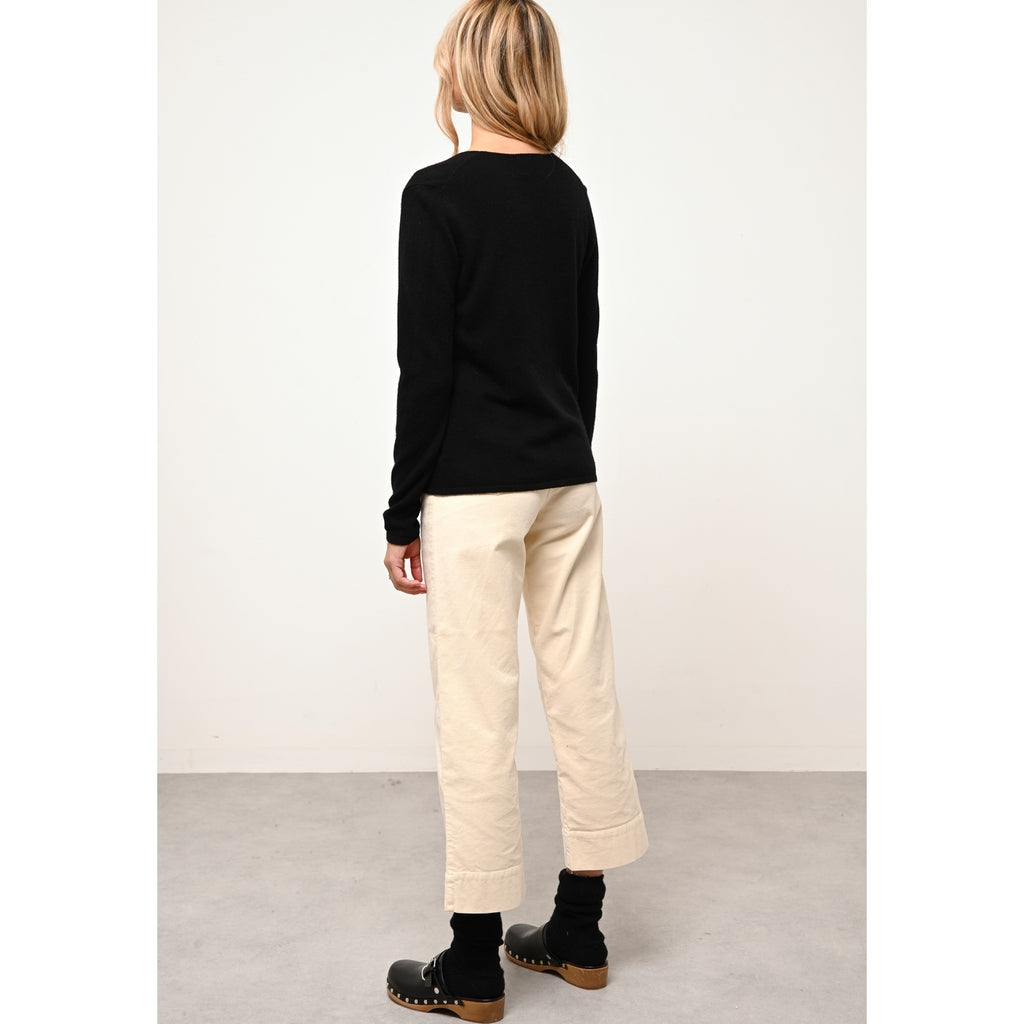 Cardigan Col V Norma - 100% Cachemire 2 Fils - Noir - Femme