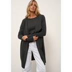 Just Cashmere - Veste Longue Brooke - Anthracite ChinÉ - 100% Cachemire 2 Fils - Femme