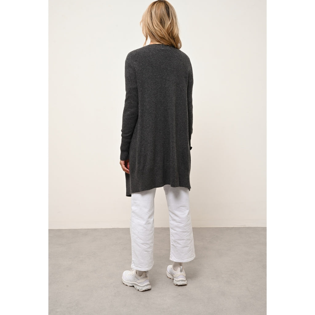 Just Cashmere - Veste Longue Brooke - Anthracite ChinÉ - 100% Cachemire 2 Fils - Femme
