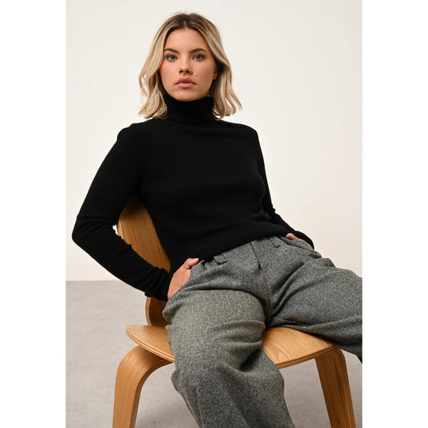 Pull Col Roulé Ava - 100% Cachemire 2 Fils - Noir - Femme
