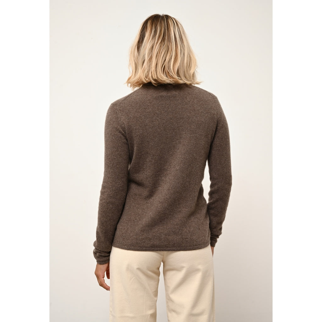 Pull Col Roulé Ava - 100% Cachemire 2 Fils - Taupe Chiné - Femme