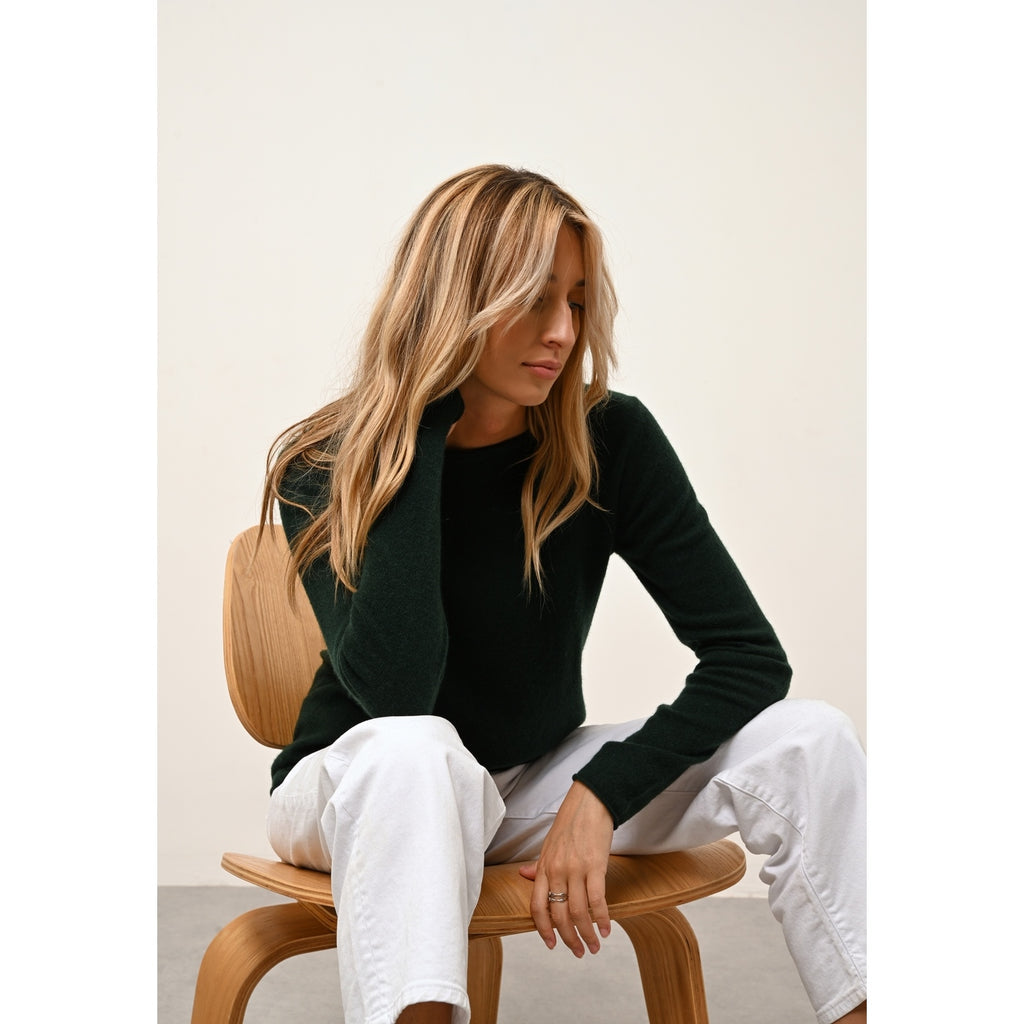 Just Cashmere - Pull Col Bateau Grace Cyprès - 100% Cachemire - 2 Fils - Jersey - Femme