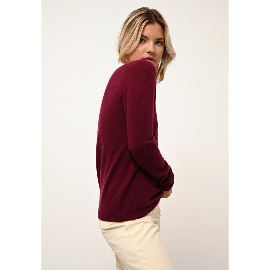 Pull Col Bateau Fiona - Bordeaux - 100% Cachemire 2 Fils - Femme