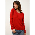 Pull Col Bateau Fiona - Rouge - 100% Cachemire 2 Fils - Femme