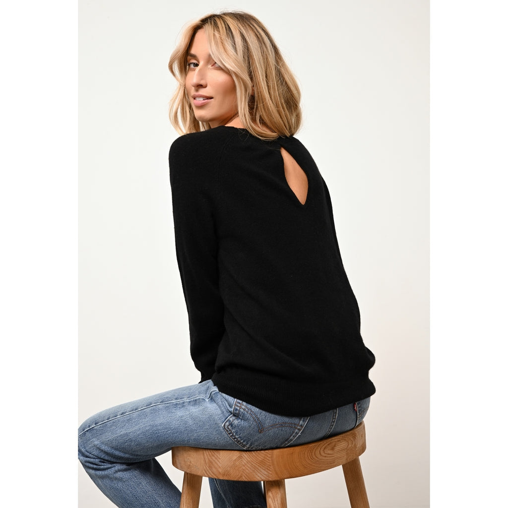 Pull Col Bateau Goutte Dos Abigail - 100% Cachemire 2 Fils - Noir - Femme