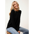 Pull Col Bateau Goutte Dos Abigail - 100% Cachemire 2 Fils - Noir - Femme
