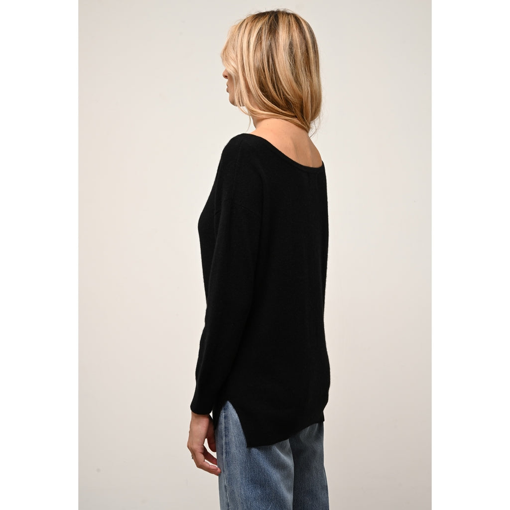 Pull Col Bateau Goutte Dos Abigail - 100% Cachemire 2 Fils - Noir - Femme