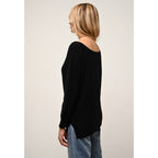Pull Col Bateau Goutte Dos Abigail - 100% Cachemire 2 Fils - Noir - Femme
