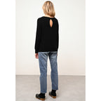 Pull Col Bateau Goutte Dos Abigail - 100% Cachemire 2 Fils - Noir - Femme