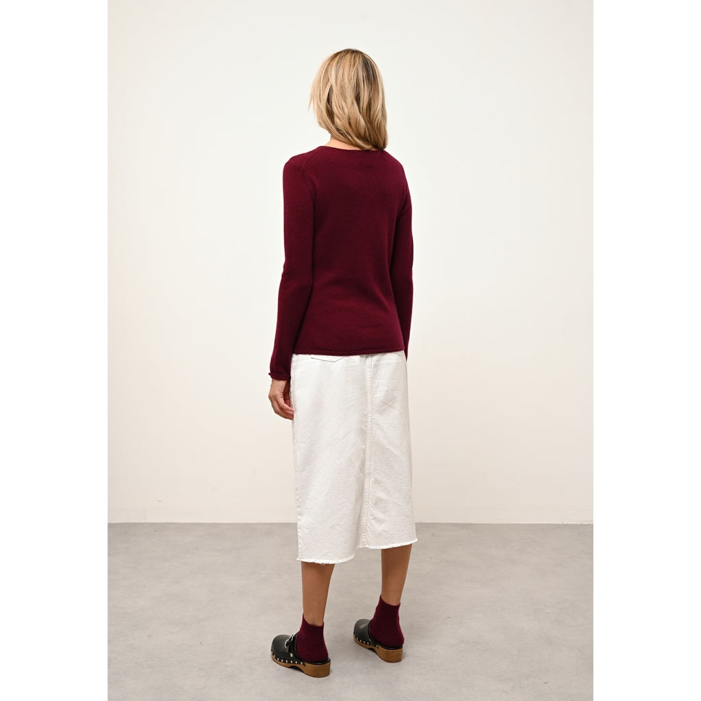 Pull Col Rond Vivian - 100% Cachemire 2 Fils - Bordeaux - Femme
