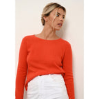 Just Cashmere - Pull Col Rond Vivian Orange - 100% Cachemire - 2 Fils - Jersey - Femme