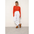 Just Cashmere - Pull Col Rond Vivian Orange - 100% Cachemire - 2 Fils - Jersey - Femme