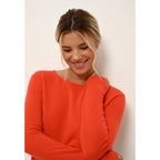 Just Cashmere - Pull Col Rond Vivian Orange - 100% Cachemire - 2 Fils - Jersey - Femme
