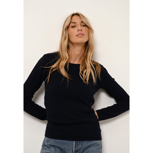 Pull Col Rond Vivian - 100% Cachemire 2 Fils - Navy - Femme