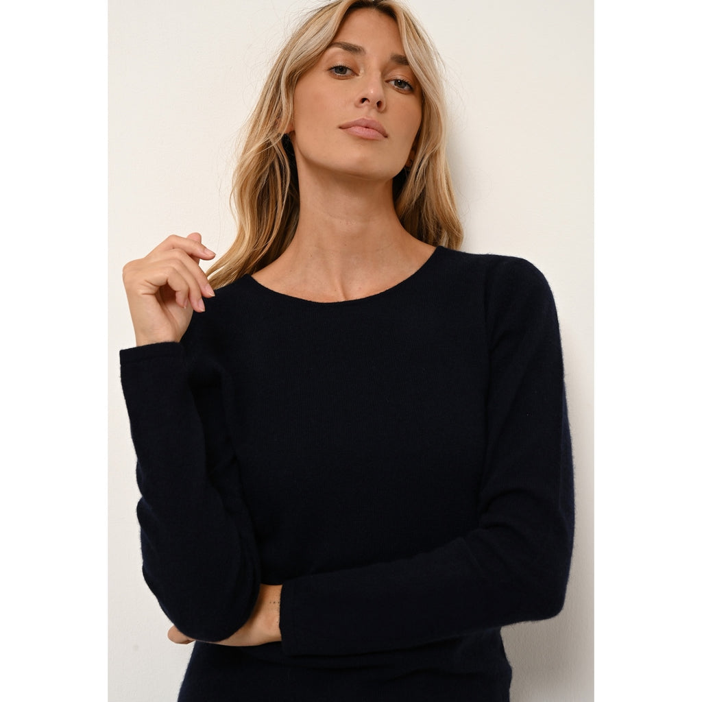 Pull Col Rond Vivian - 100% Cachemire 2 Fils - Navy - Femme