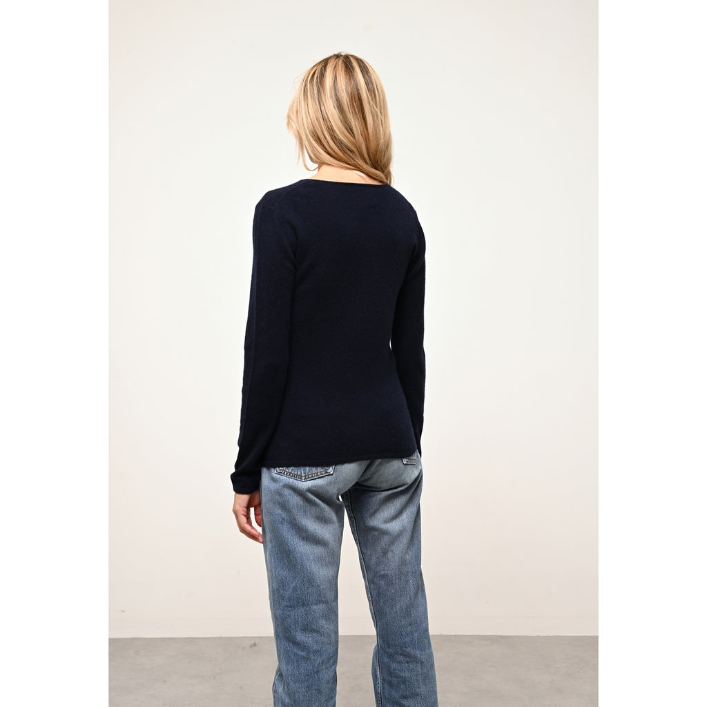 Pull Col Rond Vivian - 100% Cachemire 2 Fils - Navy - Femme