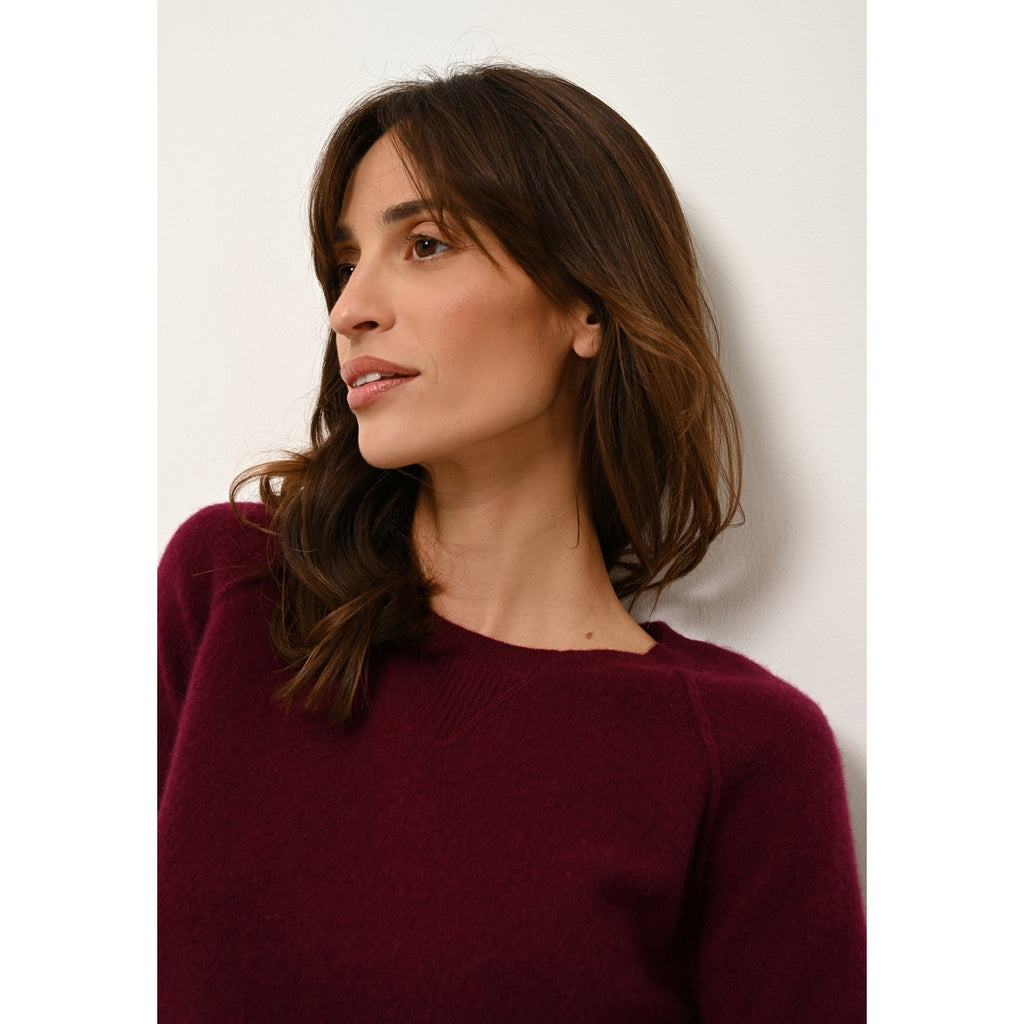 Pull Col Rond Helen Bordeaux - 100% Cachemire - 2 Fils - Jersey - Femme