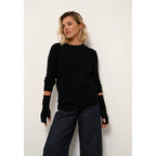 Pull Col Rond Boutonné Dos Janice - 100% Cachemire 2 Fils - Noir - Femme