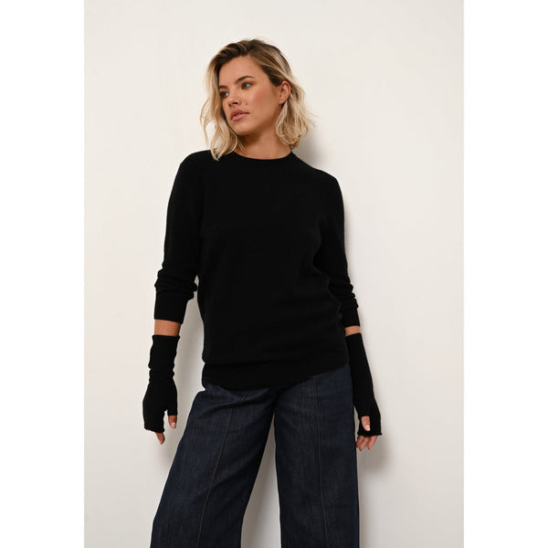 Pull Col Rond Boutonné Dos Janice - 100% Cachemire 2 Fils - Noir - Femme