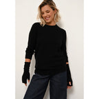 Pull Col Rond Boutonné Dos Janice - 100% Cachemire 2 Fils - Noir - Femme