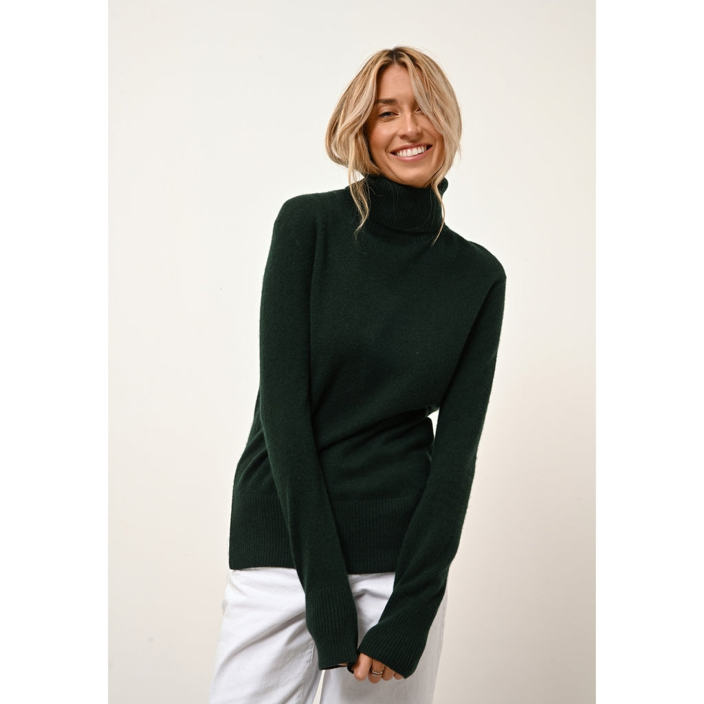 Pull Col Roulé Lexie - 100% Cachemire 2 Fils - Cyprès - Femme