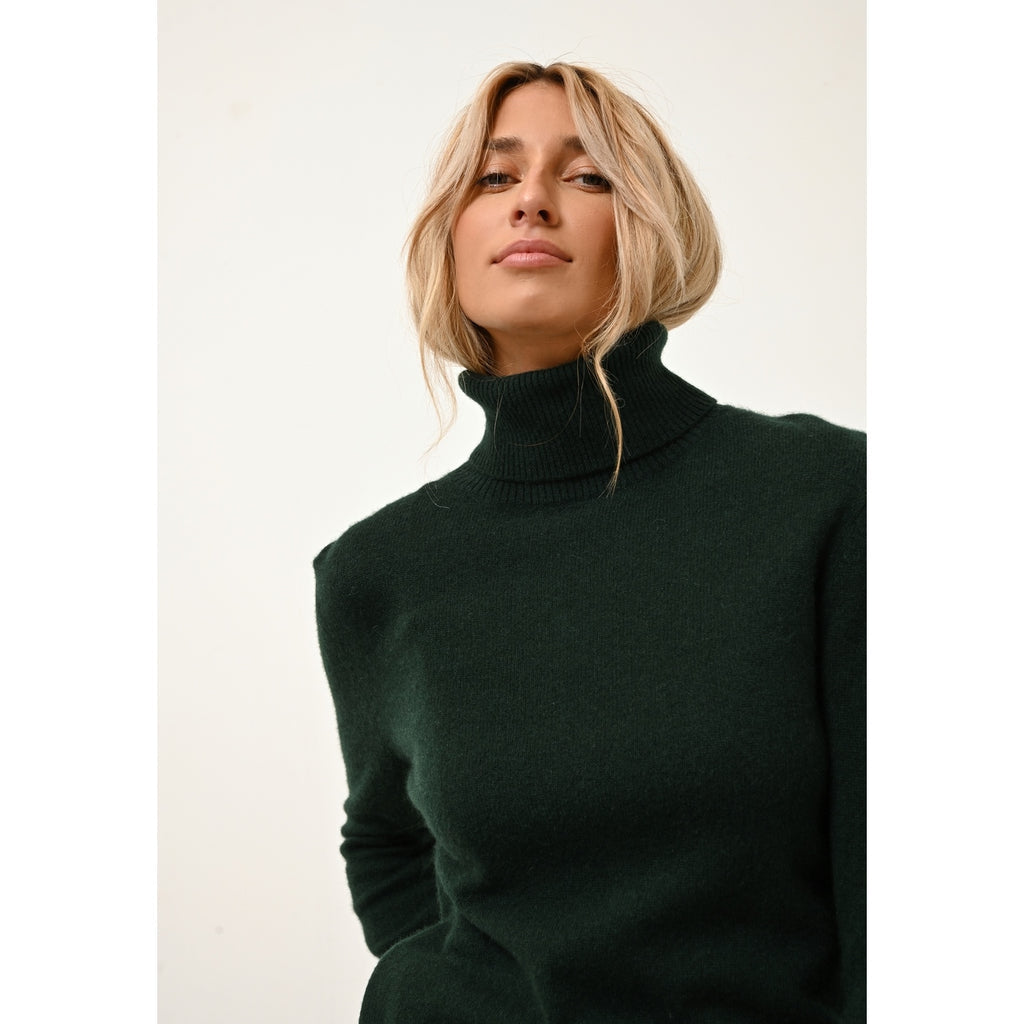 Pull Col Roulé Lexie - 100% Cachemire 2 Fils - Cyprès - Femme