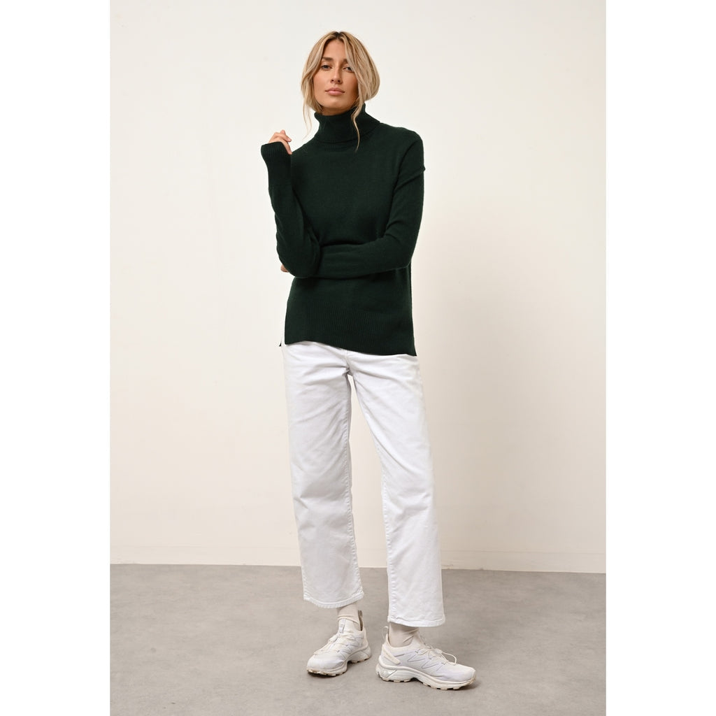 Pull Col Roulé Lexie - 100% Cachemire 2 Fils - Cyprès - Femme